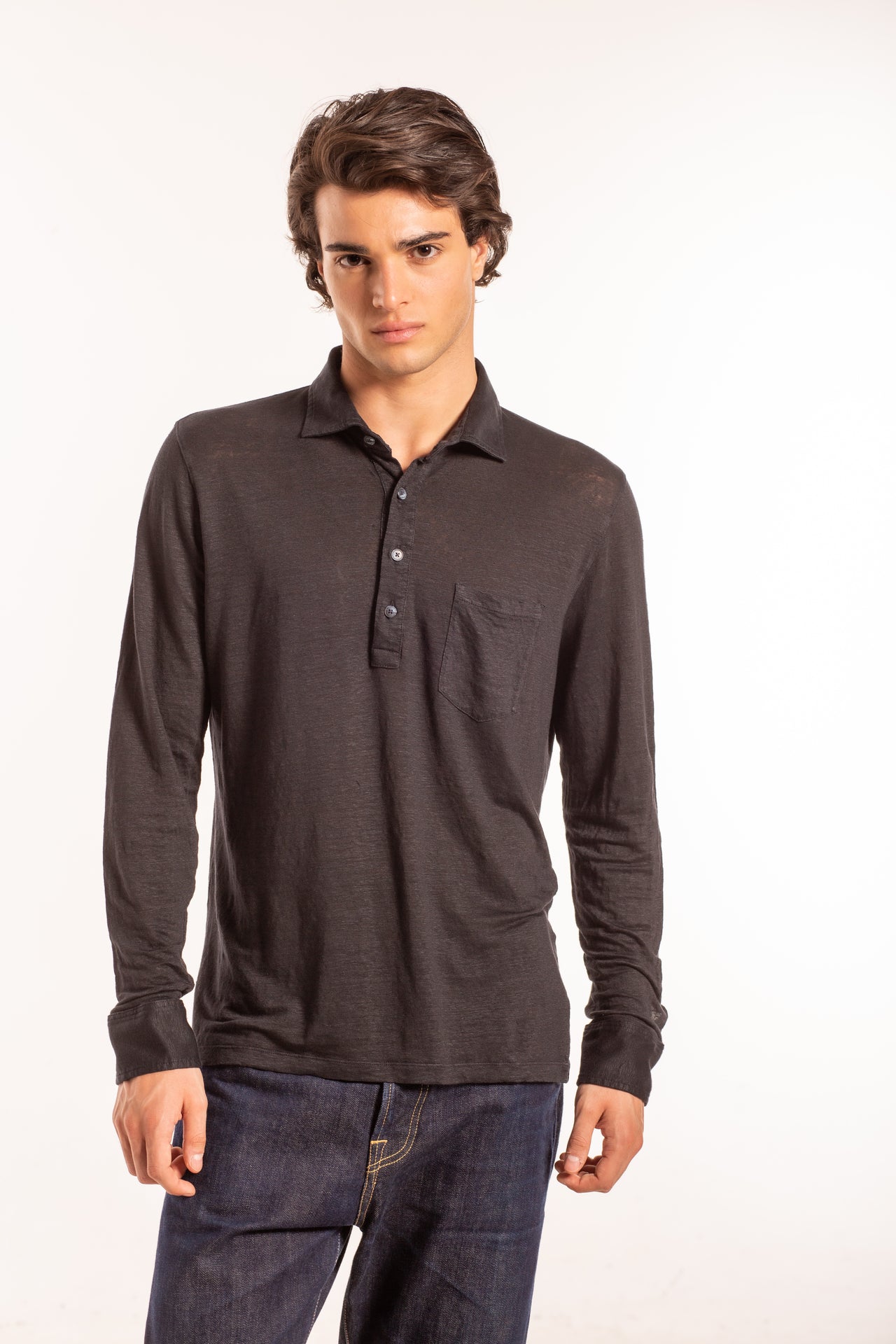 Polo Camicia ML Taschino Lino