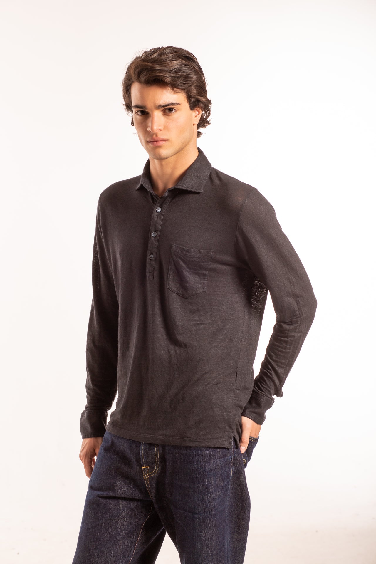 Polo Camicia ML Taschino Lino