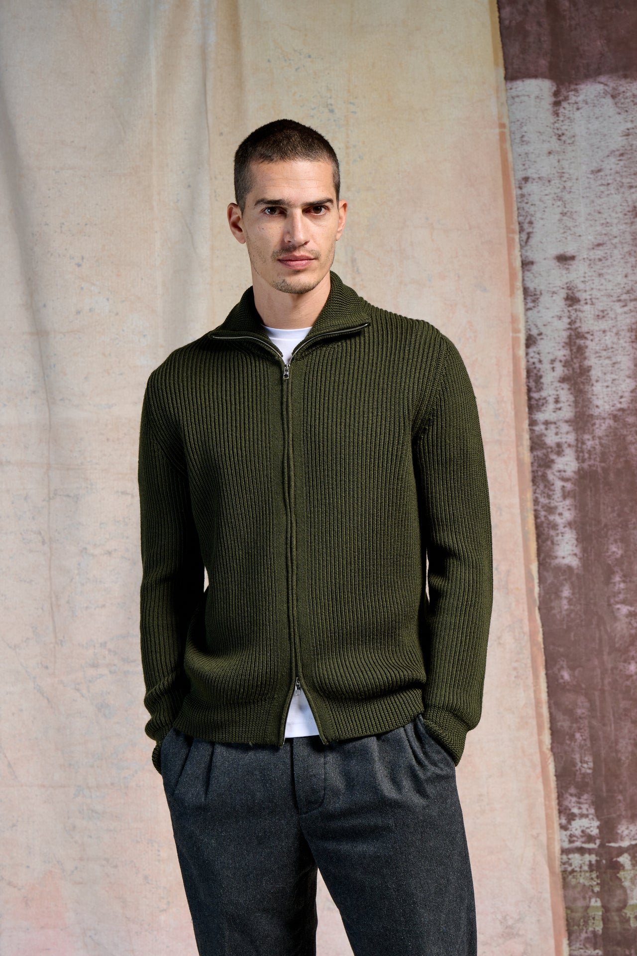 Full Zip Inglese Merinos Super 100's 2/30