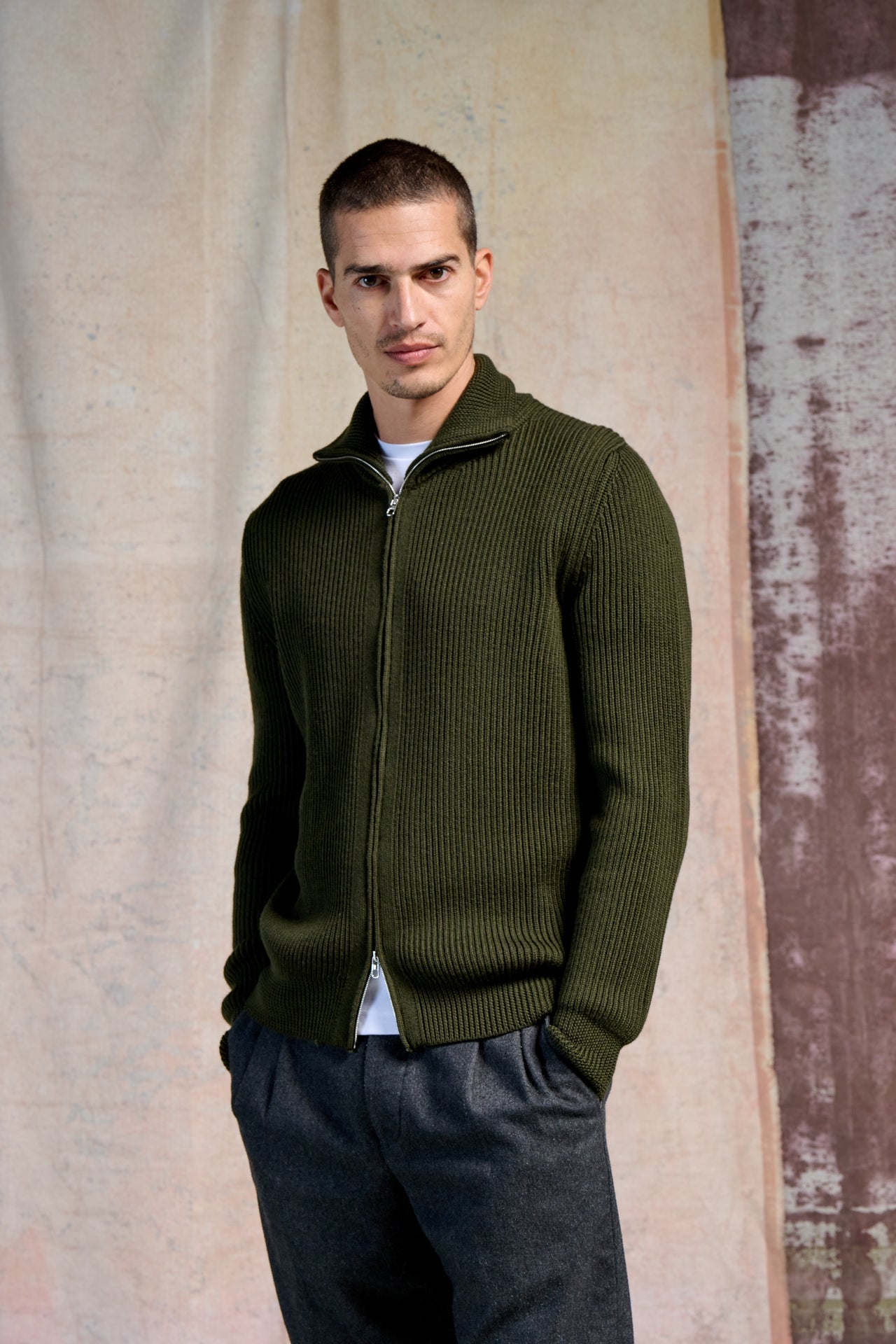 Full Zip Inglese Merinos Super 100's 2/30