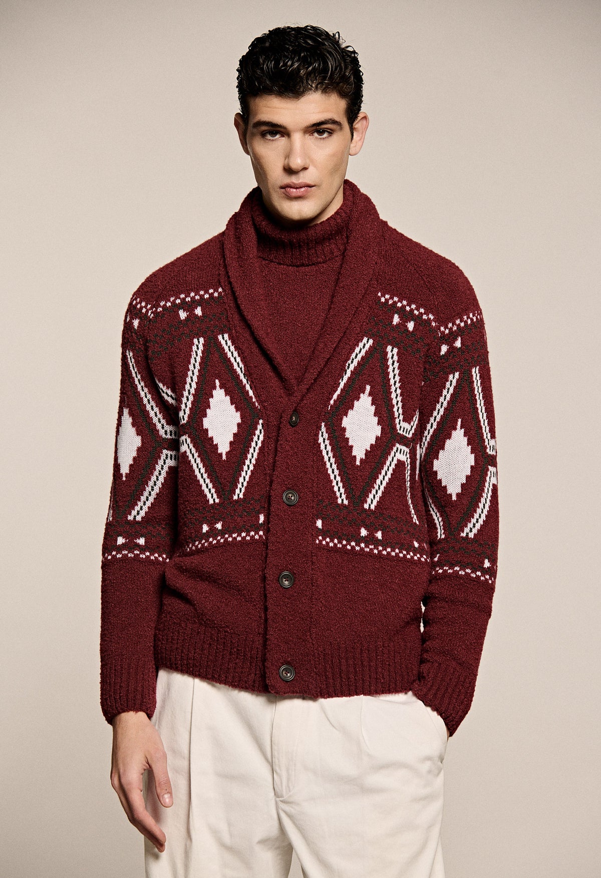 Cardigan Jacquard Bouclé